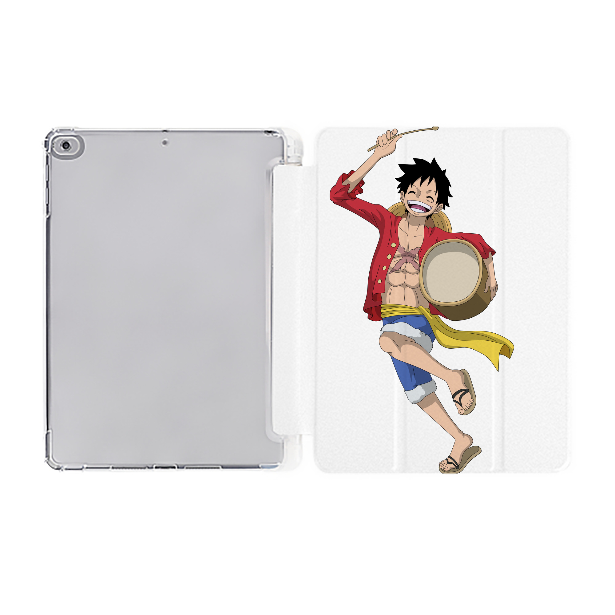 （画像用） ワンピース モンキー・D・ルフィ ONE PIECE Monkey D. Luffy IPad ケース ペン収納付き 三つ折りスタンド PUレザー×シリコン 対応機種9.5/10.5/10.9インチ